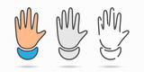 Raised Hand vector flat icon. Hi, bye hand emoji illustration