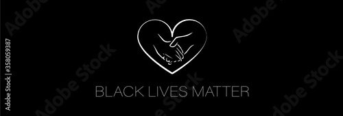 Black Lives Matter. Symbol of Handshake. Equality of races and skin colors.