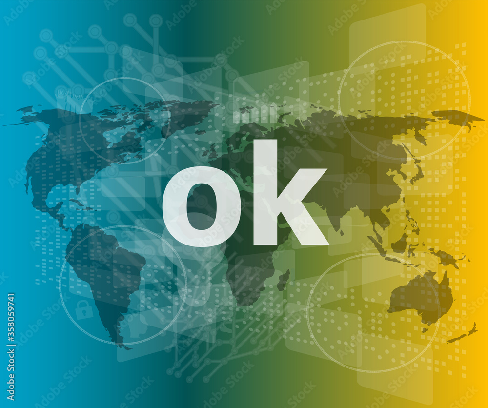 ok text on digital touch screen - social concept ok text on digital touch screen - social concept