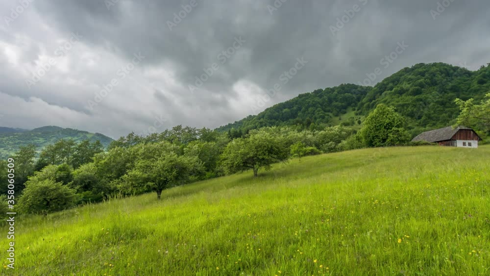 4k video of beautiful rural landscape with passing rain shower 4k video of beautiful rural landscape with passing rain shower