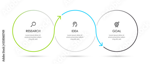 Vector Infographic thin line design with icons and 3 options or steps. Infographics for business concept.