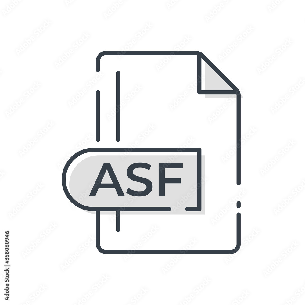 ASF icon. Advanced Systems Format line icon. ASF icon. Advanced Systems Format line icon.