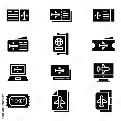  Airport Glyphs Icons Set 
