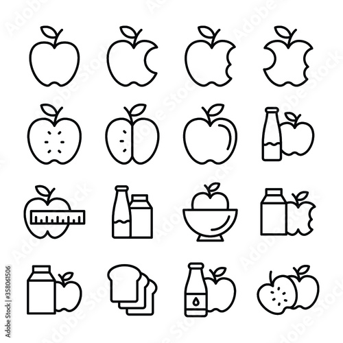 Fruits Line Vector Icons Set 