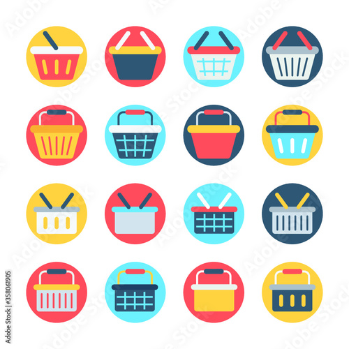 Shopping Circular Color Vector Icons Set 