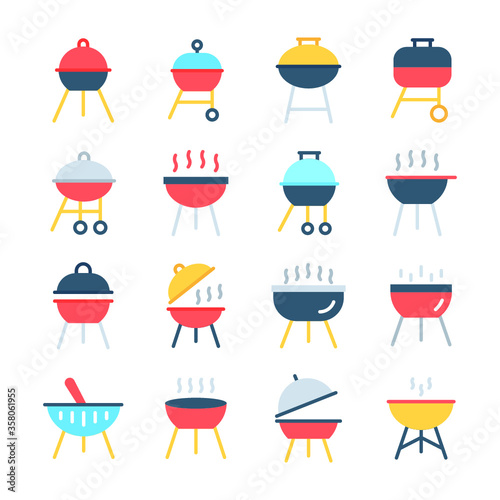 Barbecue Color Vector Icons Set 
