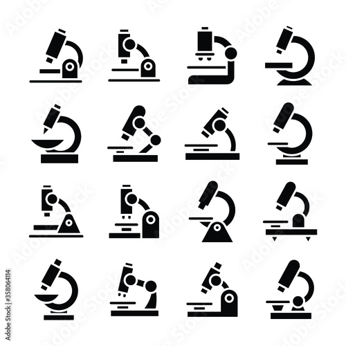 Microscope Glyphs Vector Icons Set