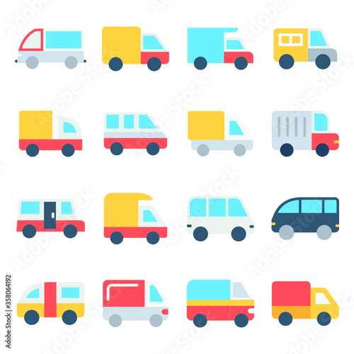 Transport Color Vector Icons Set 