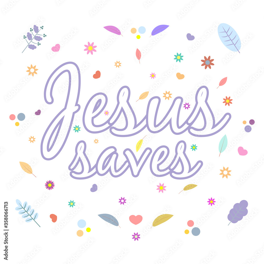 Fototapeta premium God gives people hope. The Bible, the word of God. Christianity. The number of believers is growing. Lettering Jesus saves. Bible study concept. Colorful vector illustration.