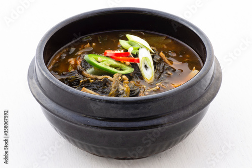 Soybean Paste Soup with Dried Radish Leaves