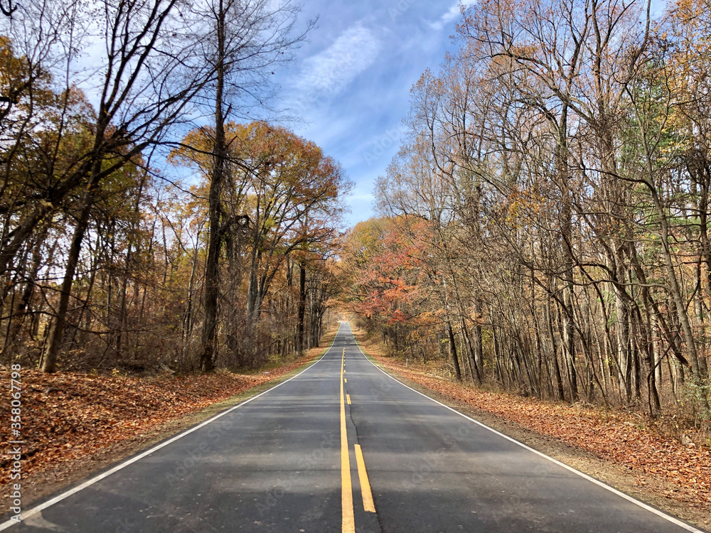 Fototapeta premium a beautiful road view at Skyline Drive, Virginia, USA.