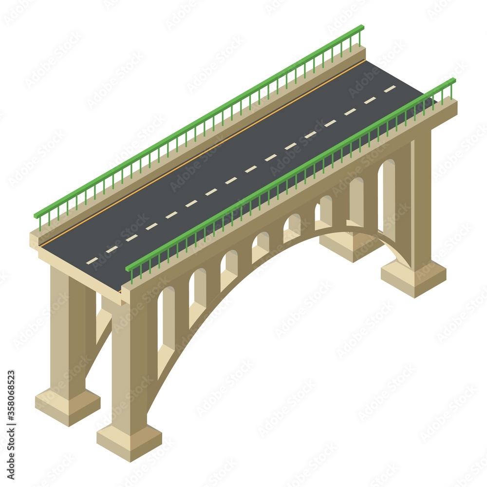 Architecture bridge icon. Isometric of architecture bridge vector icon for web design isolated on white background Architecture bridge icon. Isometric of architecture bridge vector icon for web design isolated on white background