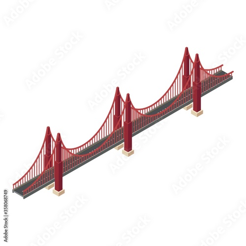 Red wire bridge icon. Isometric of red wire bridge vector icon for web design isolated on white background