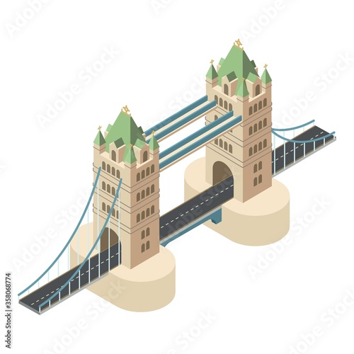 London bridge icon. Isometric of London bridge vector icon for web design isolated on white background