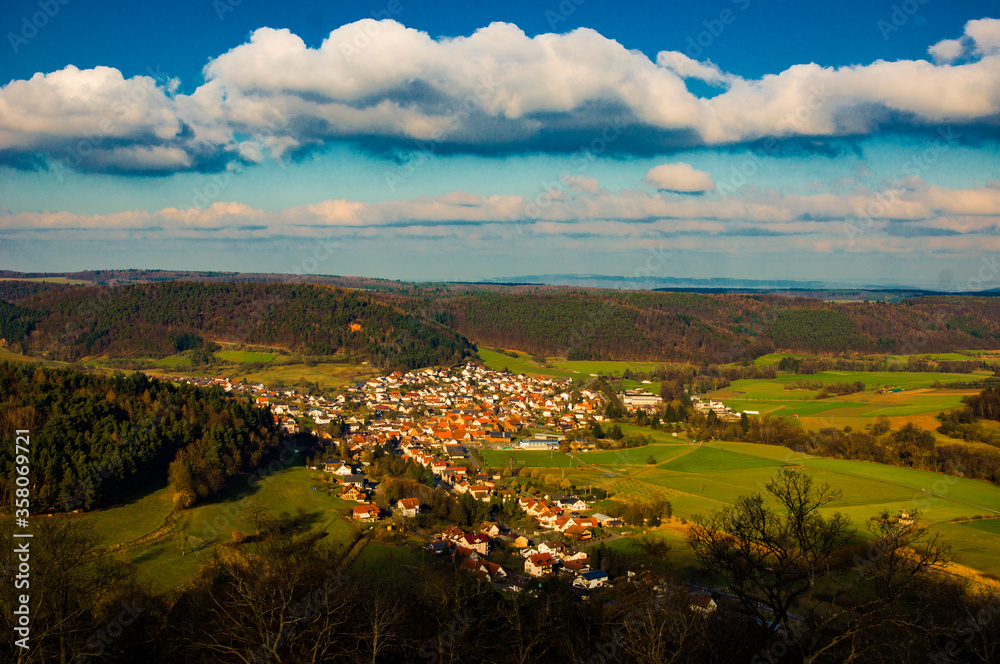 top view of european village