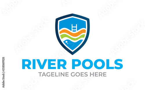 River Pool Park logo template for your business Free Download River Pool Park logo template for your business - GFXLoad