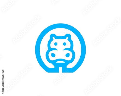 hippo line art icon vector