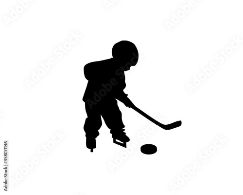 kids learning ice hockey silhouette