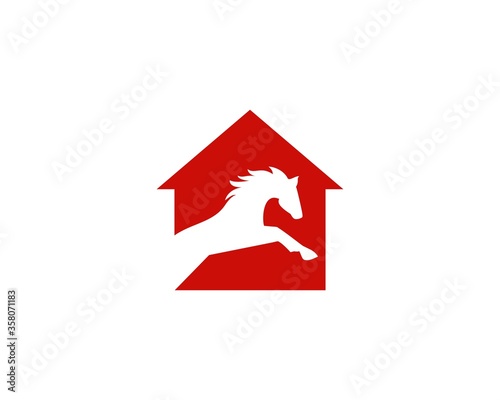 strong horse in red house