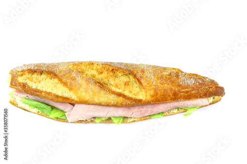 sandwich au jambon sur un fond blanc