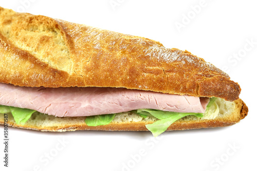 sandwich au jambon sur un fond blanc