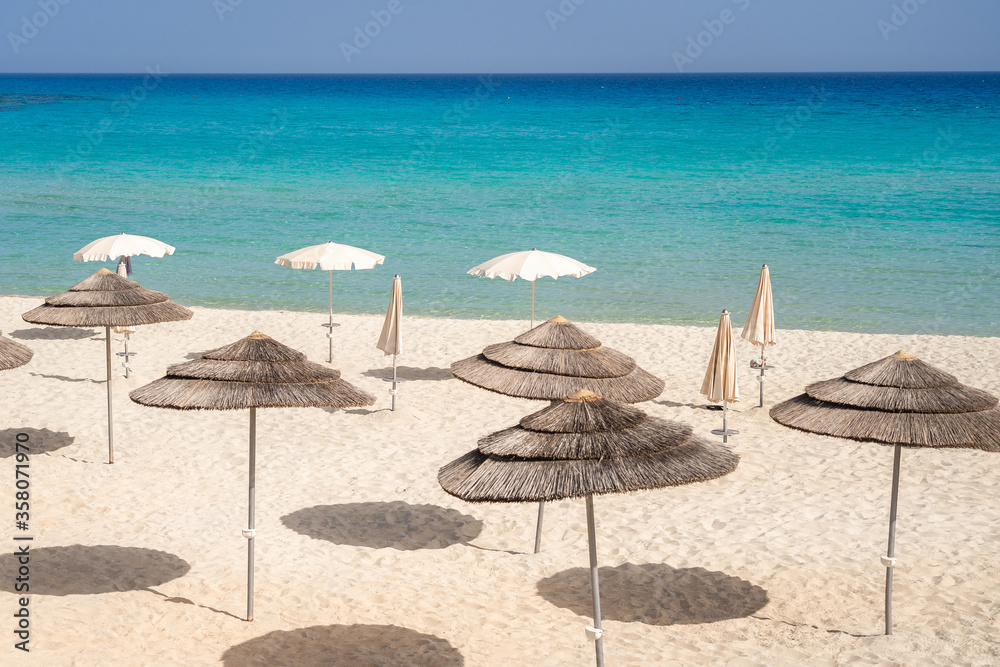Nissi beach - the most famous white sand clear blue water beach in Ayia Napa, Cyprus, luxury summer travel inspiration Nissi beach - the most famous white sand clear blue water beach in Ayia Napa, Cyprus, luxury summer travel inspiration