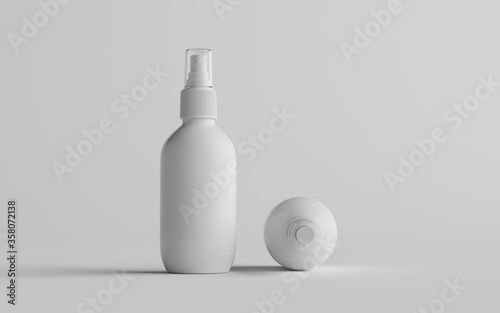 200ml White Plastic Spray Bottle Mockup - Two Bottles. 3D Illustration photo