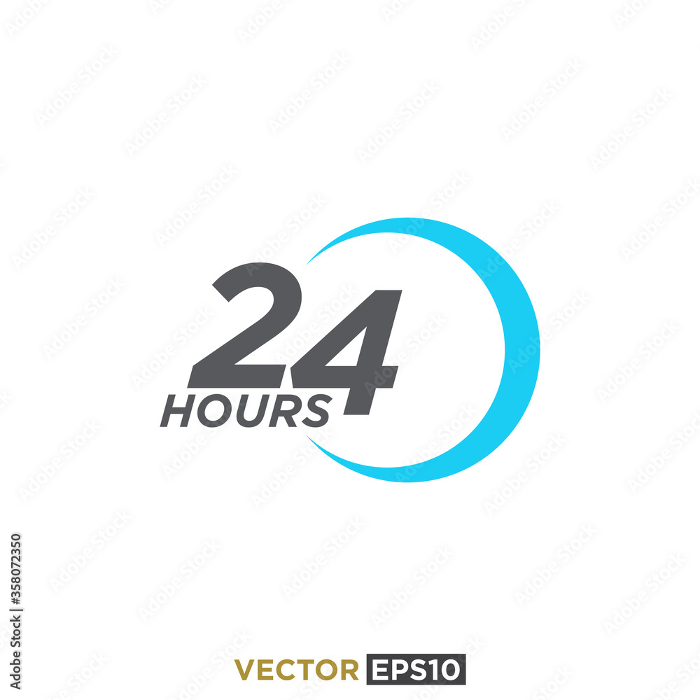 24 Hours Sign Icon Vector 24 Hours Sign Icon Vector