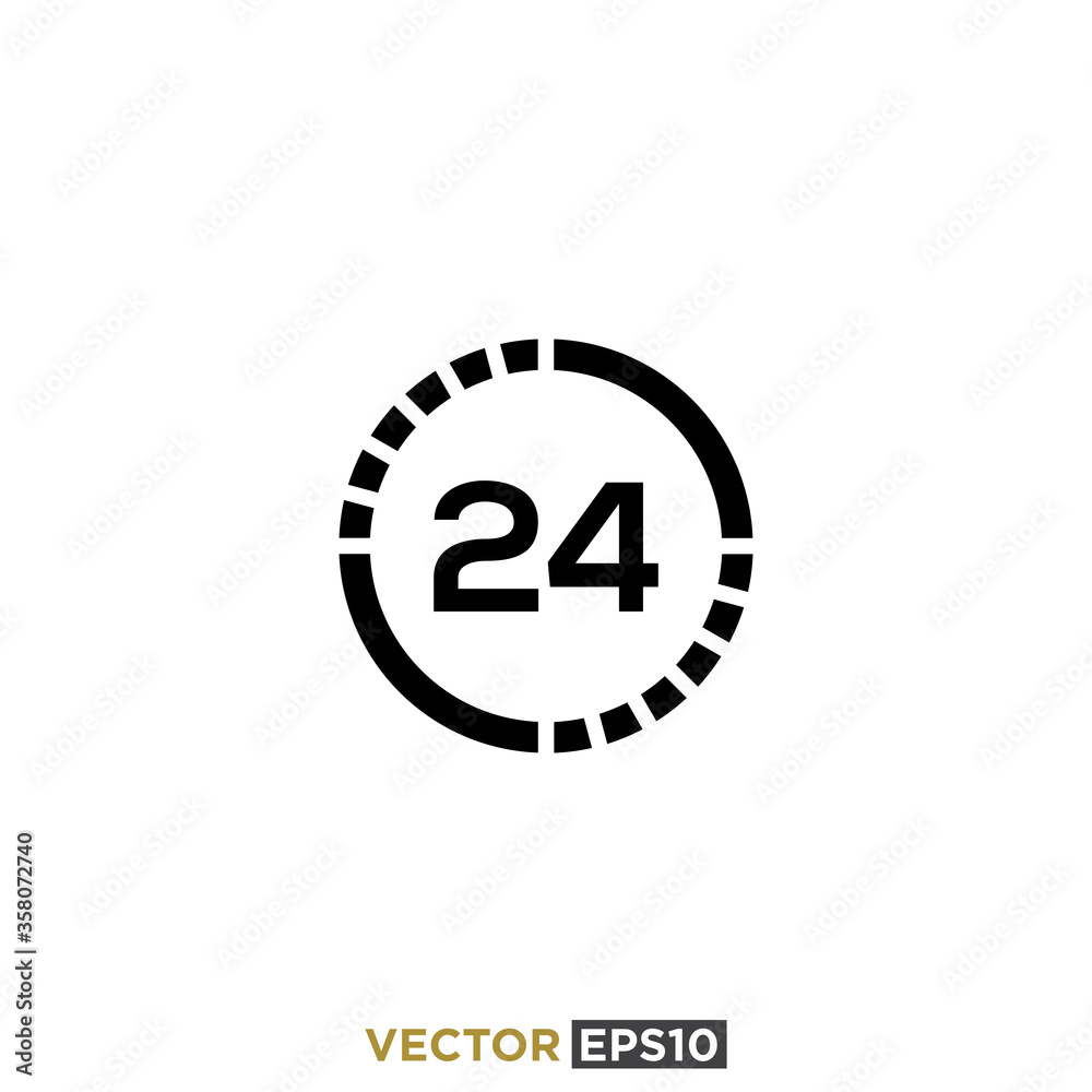 24 Hours Sign Icon Vector 24 Hours Sign Icon Vector