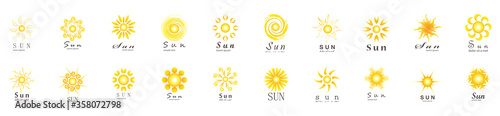 Abstract Sun Logo And Icon Set - Isolated On White Background, Vector Illustration. Abstract Sun Logo And Icons For Solar Energy Logo And Sunburst Icon Design. Abstract Sun, Vector Illustration