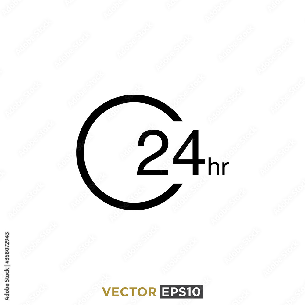 24 Hours Sign Icon Vector 24 Hours Sign Icon Vector