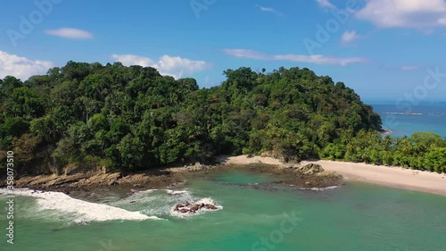 Flying above a beach in the Manuel Antonio National Park, Costa Rica