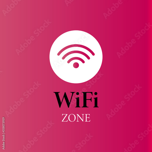 Wifi zone pink background. Gradient colorful wireless and wifi icon. Free Wifi zone background. Vector Illustration.