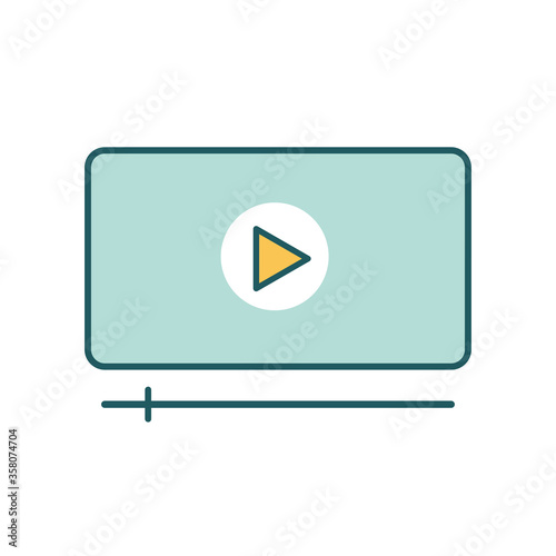 Free Download Play on screen line and fill style icon design, Music movie cinema video film and media theme Vector illustration - GFXLoad