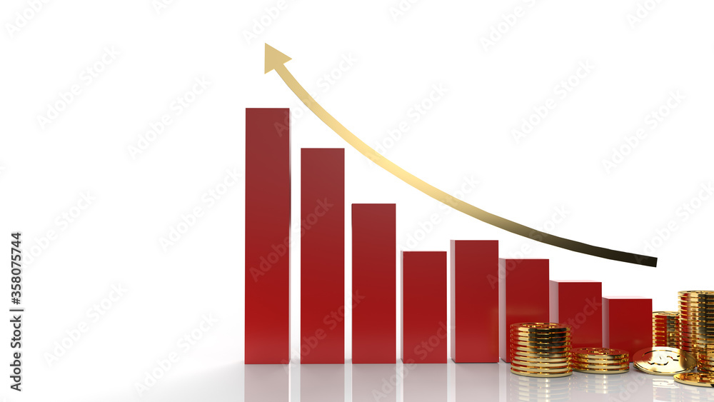 business chart and gold coins 3d rendering for business content. business chart and gold coins 3d rendering for business content.