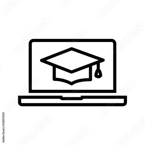 E-Learning line flat vector icon for mobile application, button and website design. Illustration isolated on white background. EPS 10 design, logo, app, infographic.