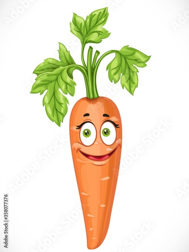 Cartoon smiling carrot isolated on white background