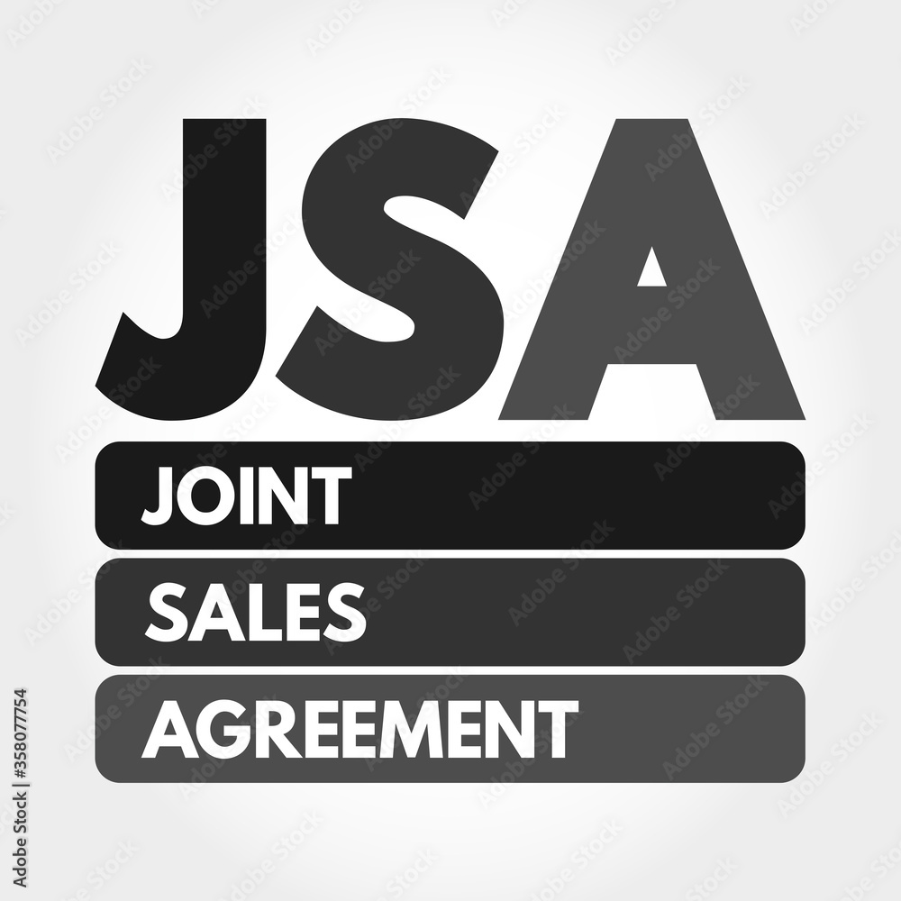 JSA - Joint Sales Agreement acronym, business concept background JSA - Joint Sales Agreement acronym, business concept background