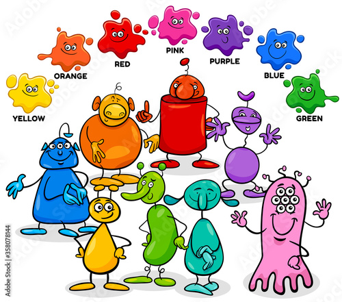 basic colors with aliens characters group