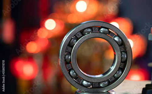 Cuadro en lienzo Asian technician measuring ball bearing with vernier calliper, engineering Engine manufacturing factory Industry
