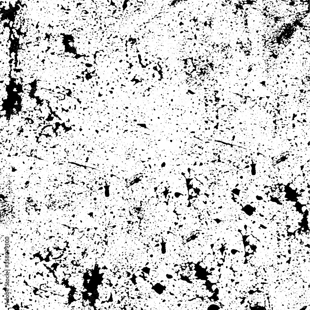 Grunge black and white. Monochrome texture of the old surface. Pattern of chips, scratches, cracks, dirt, wear. Vintage old surface