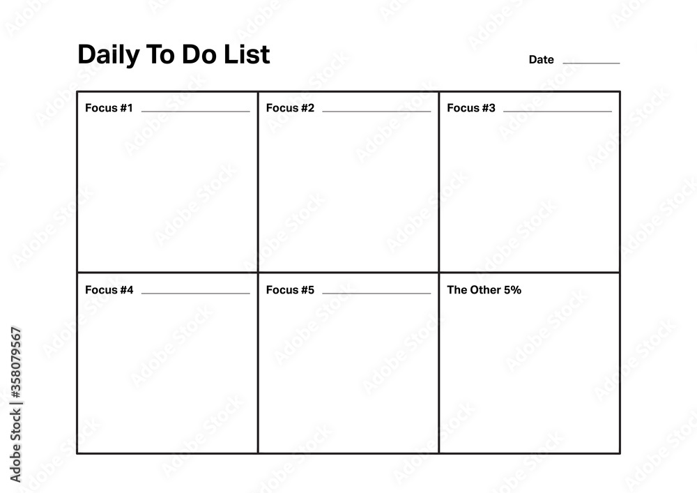 Daily To Do List with Focus and Tasks Daily To Do List with Focus and Tasks