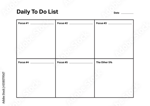 Daily To Do List with Focus and Tasks