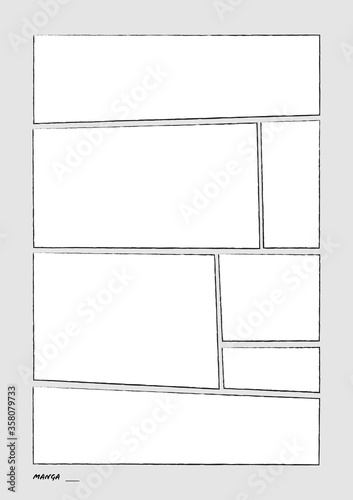 Manga Storyboard Layout Comic Book Template Grey