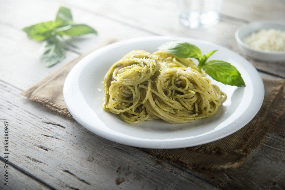 Pasta with pesto sauce