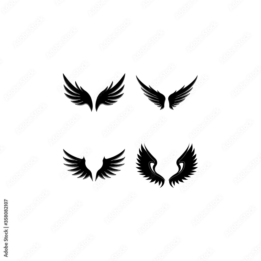 Wings black icons vector set. Modern minimalistic design. Wings black icons vector set. Modern minimalistic design.