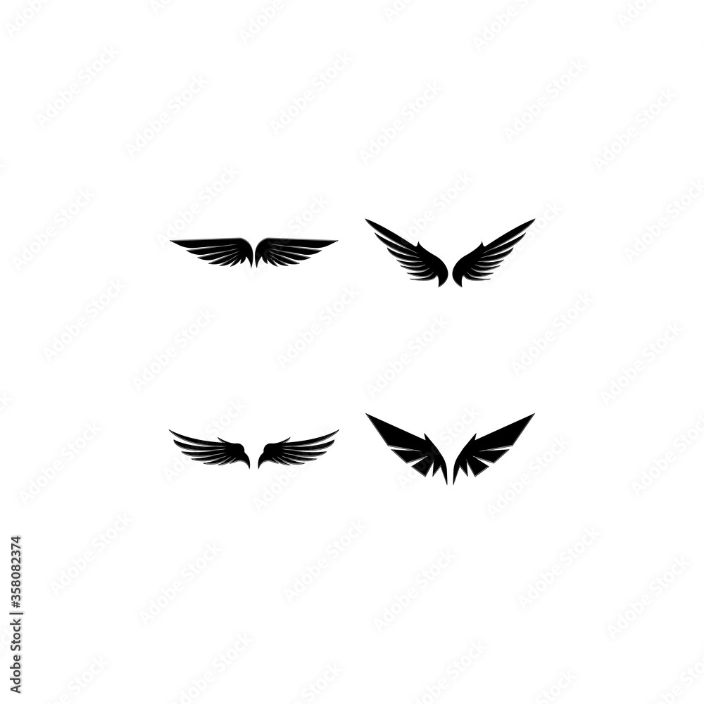Wings black icons vector set. Modern minimalistic design. Wings black icons vector set. Modern minimalistic design.