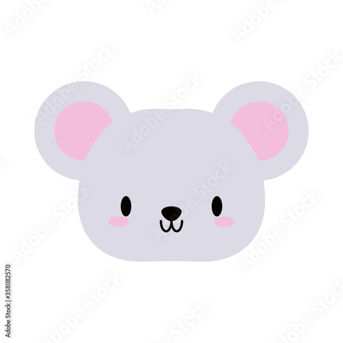 head mouse kawaii, flat style icon