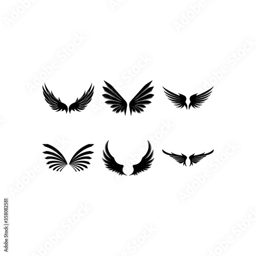 Wings black icons vector set. Modern minimalistic design. © Sunar