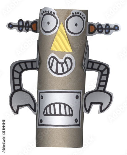 ecological art and craft cardboard fun tube robot